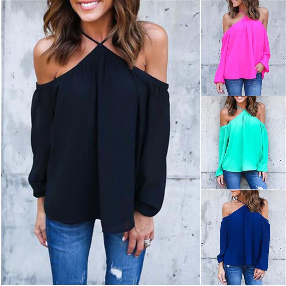 Sexy-Off-Shoulder-Blouse-2018-Fashion-Women39s-Halter-Tops-Long-Sleeve-Ladies-Sh