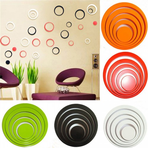 New Design Indoors Decoration Circles Stereo Removable 3D Art Wall Stickers Home Room Decals