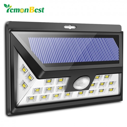 24-LED Solar Power Light Human Infrared PIR Motion Sensor Wall Lamp Outdoor 