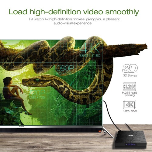 T9 TV Box Android 9 TV Box RK3328 Quad Core 4GB 32GB Smart 4K Set Top Box 2.4G Bluetooth 4.1