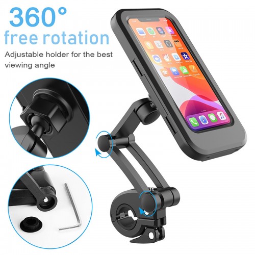 Bicycle Mobile Phone Holder Waterproof Handlebar 360 Rotatable All-inclusive Magnetic Stand 