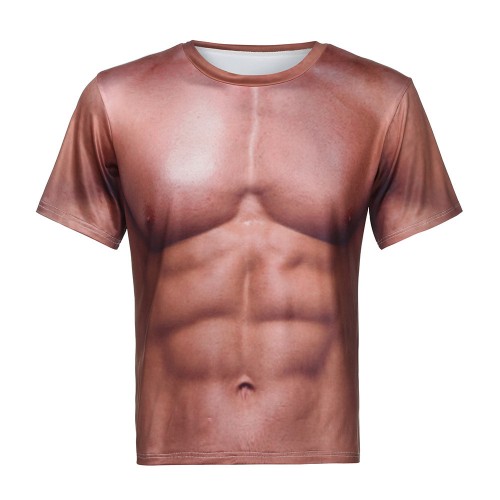 Mens Muscle 3D Printed Pullover Short Sleeve Casual T-shirt Tops Tee 