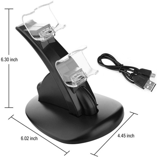 PS4 Controller Charger Dock LED Dual USB Charging Stand Cradle 