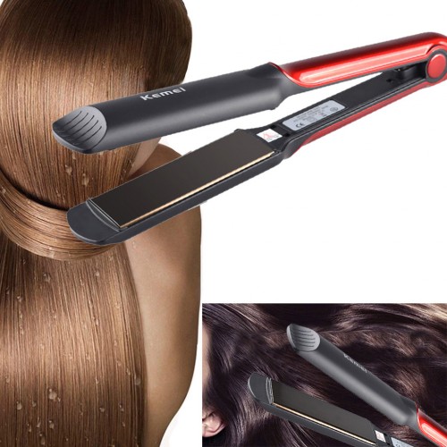 Kemei Wet/Dry Ceramic Professional Hair Straightener Electric Flat Iron Hair Styling Tool Fast Heating