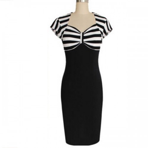 Summer Striped Bodycon Midi Pencil Dresses