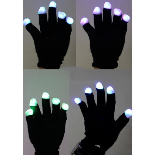 Flashing 6 Glow Mode LED Rave Light Finger Lightning Gloves