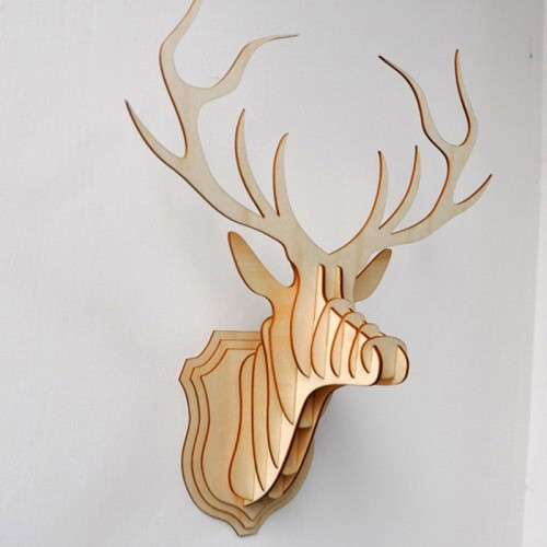 Vintage Embellishment Craft Wooden deer Head