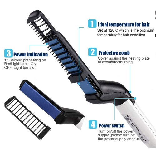 Quick Hair Straightener Brush For Men Multifunctional Styler Comb Mini Electric Hair Tool