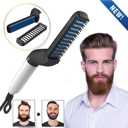 Quick Hair Straightener Brush For Men Multifunctional Styler Comb Mini Electric Hair Tool