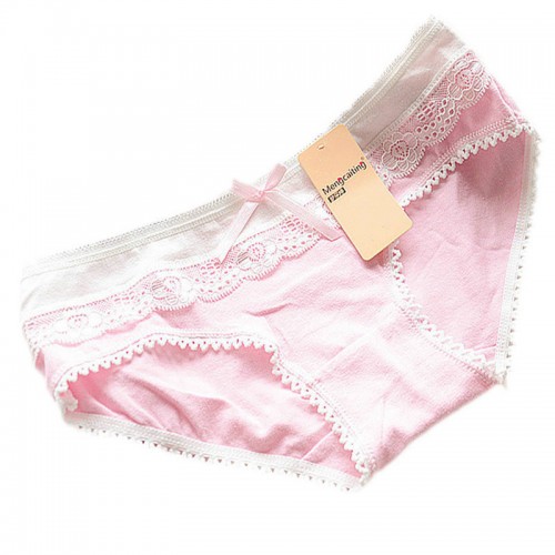 Women's Soft Multi-Color Cotton Soft Lace Bow-knot Underwear Knickers Briefs 