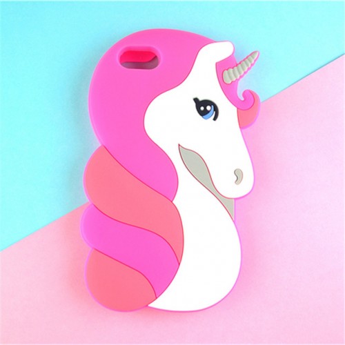  Unicorn pink 3D Soft Silicone Phone Case Cover for iPhone