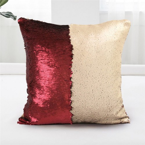 Red Beige Mermaid Sequin Cushion Cover Magical Shining Pillow Case Patchwork Decorative Sofa Car Fashion 40X40cm