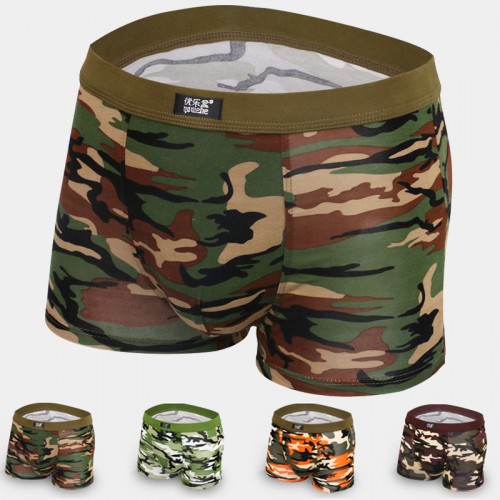 Breathable Mens Boxers Modal Camouflage Elastic Underpants