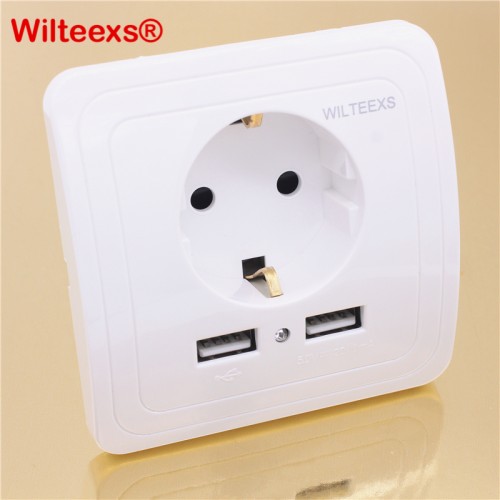 Best Dual USB Port Electric Wall Charger Adapter EU Plug Socket Switch Power Dock