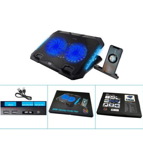 S900 Adjustable Height RGB Laptop Cooling Pad Stand with Dual USB Ports 