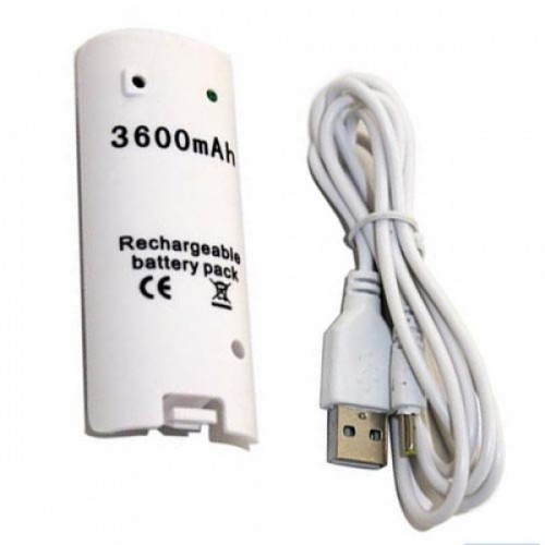 White 3600mAH Rechargeable Battery Charger Cable Remote Controller
