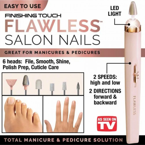 Flawless Finishing Touch Salon Nails Kit Electronic Nail Manicure and Pedicure Tool