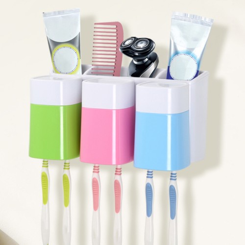 Newest Candy Color Creative Wall mounted Wash Kit Toothbrush Holder Gargle Cup Suction Cup Wash Storage