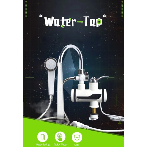 Electric Instant Hot Water Faucet With Shower Head LED Temperature Display Tankless For Kitchen Shower