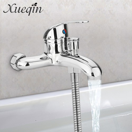 Zinc alloy Basin Faucets Chrome Wall Mounted Hot Cold Water Dual Spout Mixer Tap Faucet