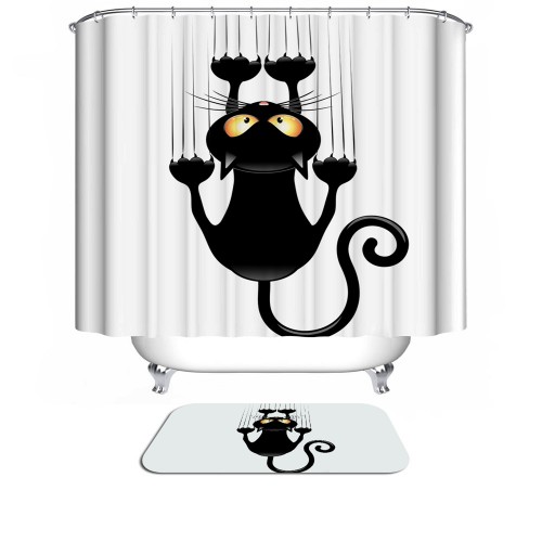 Bath Curtain For Bathroom Custom Funny Christmas Shower Curtain 3d Modern Creative Cat Waterproof Fabric Hooks