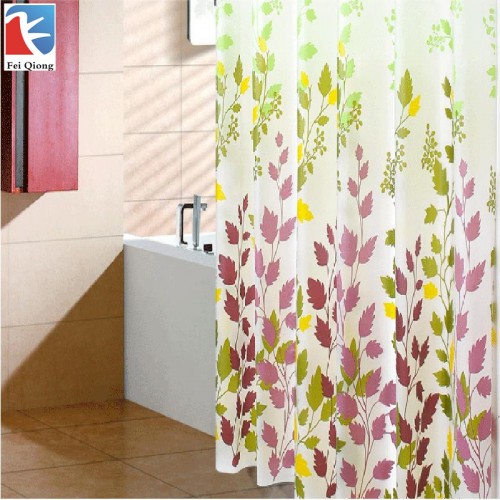 Feiqiong brand PEVA Bathroom Shower Curtains Waterproof Bath Curtain Leaves Pattern 