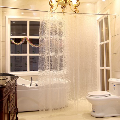 LumiParty Waterproof Transparent Shower Curtains Bathroom Bath Thicken Shower Curtain 3D Water Cube Curtain