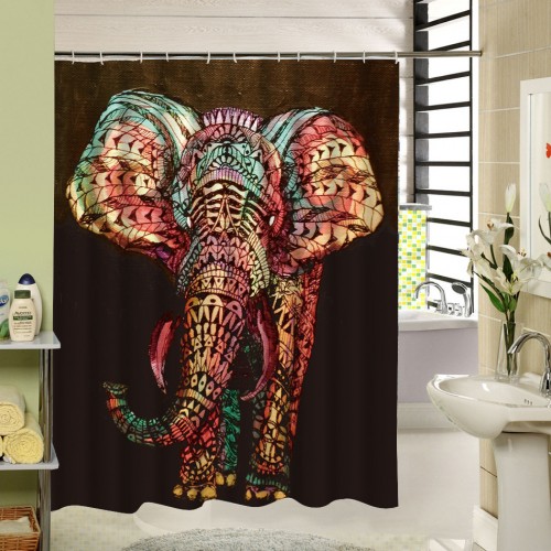 New High Quality Elephant Printing Shower Curtain 3D Polyester Fabric Waterproof Mildewproof Bathroom Curtain
