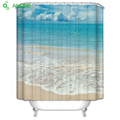 Summer Beach Shower Curtain Waterproof Polyester Shower Curtain Bathroom Decorations