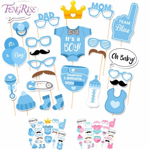 FENGRISE Baby Shower Decoration Newborn Its A Boy Girl Photo Booth Props Birthday Blue Pink Baptism