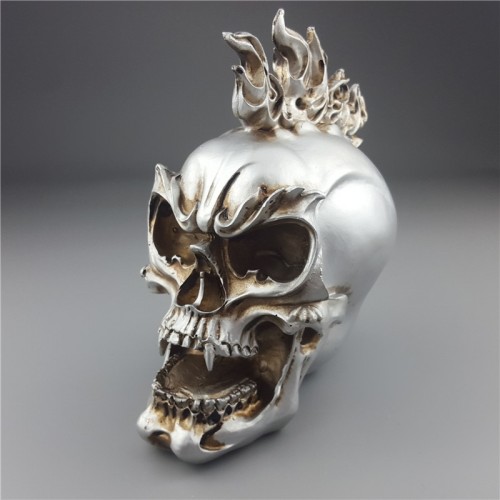 MRZOOT Human Statues Resin Sculptures Silver Personalized Skull Creative Skull Figurines Sculpture Home Decoration Accessories