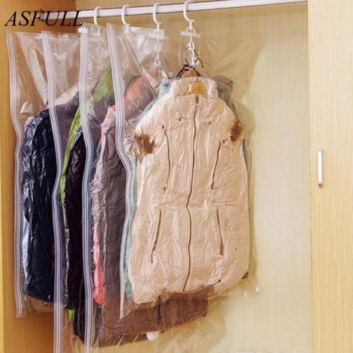 ASFULL Can Hang Compression Bag Vacuum For Foldable Clothes Transparent Edge Sealed Bags To Save Organizer
