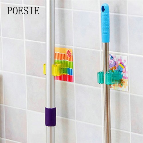 1pc Multifunctional Traceless Sucker Hook Mop Holder Wall Mounted Kitchen Bathroom Suction Cup Rag Broom Mop