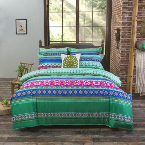 Bohemian Style Bedding set Floral Printed Bed linens Twin Queen King Size 4pcs Duvet Cover Flat
