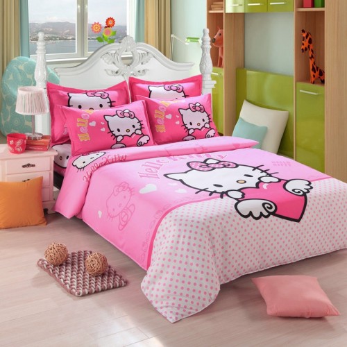 Hello Kitty Bedding Set Children Cotton Bed Sheets Hello Kitty Duvet Cover Bed Sheet Pillowcase Twin