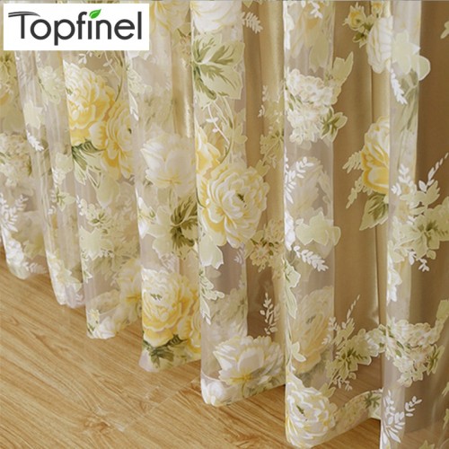 Top Finel Modern Rose Floral Tulle for Window Curtain Sheer Curtains for Living Room the