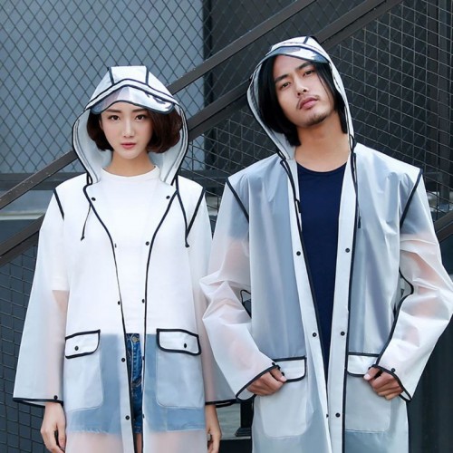 New Fashion Outdoor Rain Coat Women Covered Transparent EVA Girls Raincoat Travel Waterproof Rainwear Adult Poncho