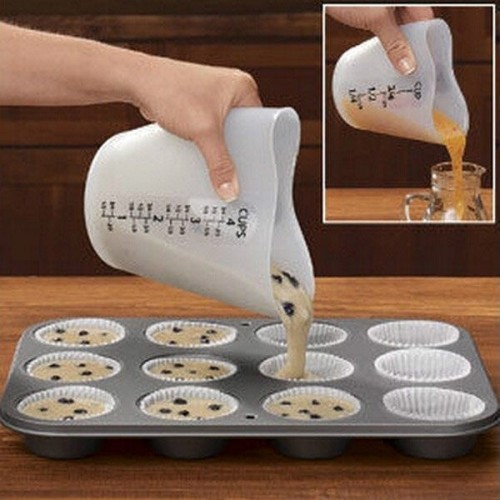 1 pcs Baking Kitchen 500ML Silicone Measuring Cup With Double Scales Stir Pour Cupcake Flour Measuring