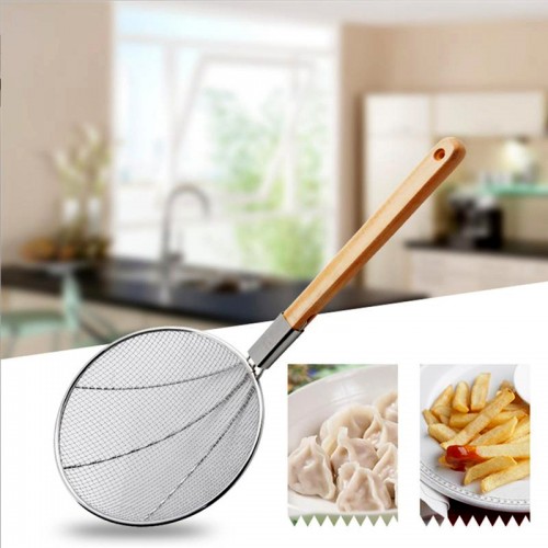 Eco-Friendly Wooden Handle Stainless Steel Frying Oil Strainer Eco-Friendly Wooden Handle Stainless Steel Frying Oil Strainer
