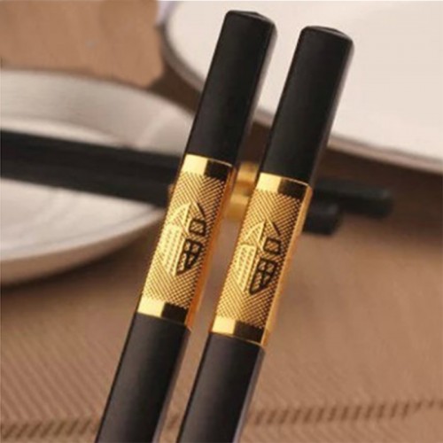 10 Pairs Titanium Plating Gold Chinese Stainless Steel Chopsticks Reusable Laser Engraving Patterns Chop Sticks Free