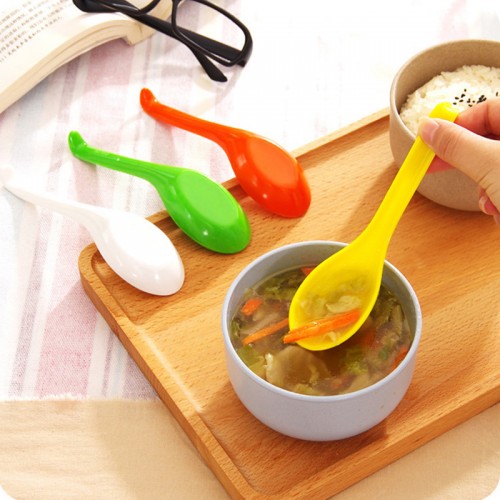 5PCS Curved Hook Soup Spoon Long Handle Lovely Candy Colors Spoons Dinnerware Cooking Tools Kitchen Accessories
