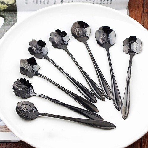 8pcs set Stainless Coffee Spoon Flower Shape Dessert Spoon Ice Cream Candy Tea Spoon Stirring Snacks 8pcs set Stainless Coffee Spoon Flower Shape Dessert Spoon Ice Cream Candy Tea Spoon Stirring Snacks