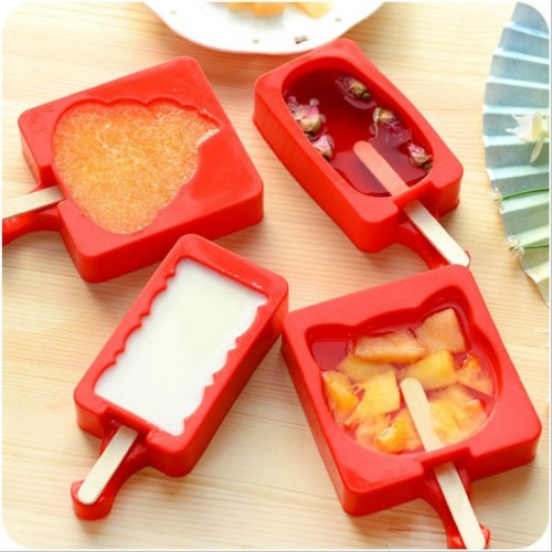 Cartoon DIY Silicone Ice Cream Mold Popsicle Molds Popsicle Maker Holder Frozen Ice Mould with Popsicle