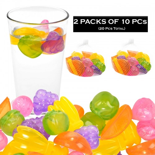 2 Packs of 10 PCs Reusable Multi-Shaped Silicone Ice Cubes