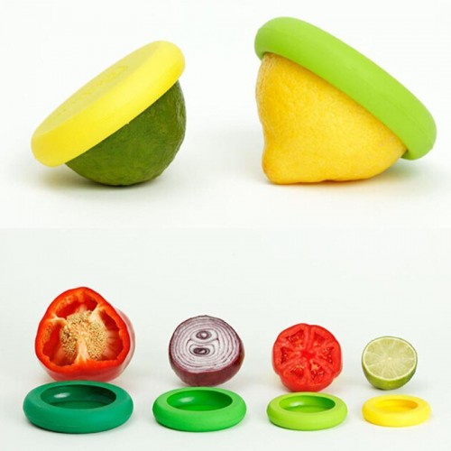 FOOD Vegetable HUGGERS Silicone Fruit Food Savers HUGGER Heat Resistant Kitchen Reusable Lids Colorful Covers Set
