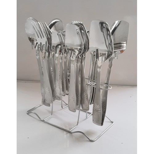 Stainless Steel Cutlery 29 Pcs Set Having Spoons Holder Forks Holder Knifes Holder Stand High Quality