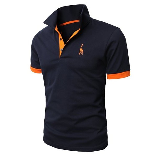 Men s Polo Shirt Embroidery Slim Tee Tops Short Sleeve Casual Slim Fit Cotton Solid Fashion