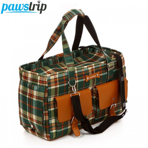 Plaid Print Pet Tote Carry Bag Outside Travel Mesh Breathable Small Cat Carriers Luggage