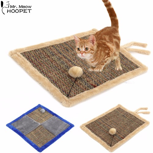 Double Sided Cat Scratch Board with Sherpa Ball Toy Kitten Scratcher Mat Pad Post Interactive Toy