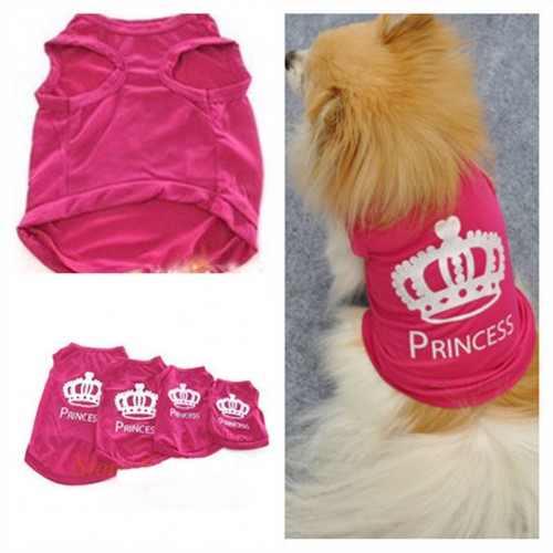 Cat Cute Crown Princess Shirt Clothes Vest Summer Coat Clothing Pet